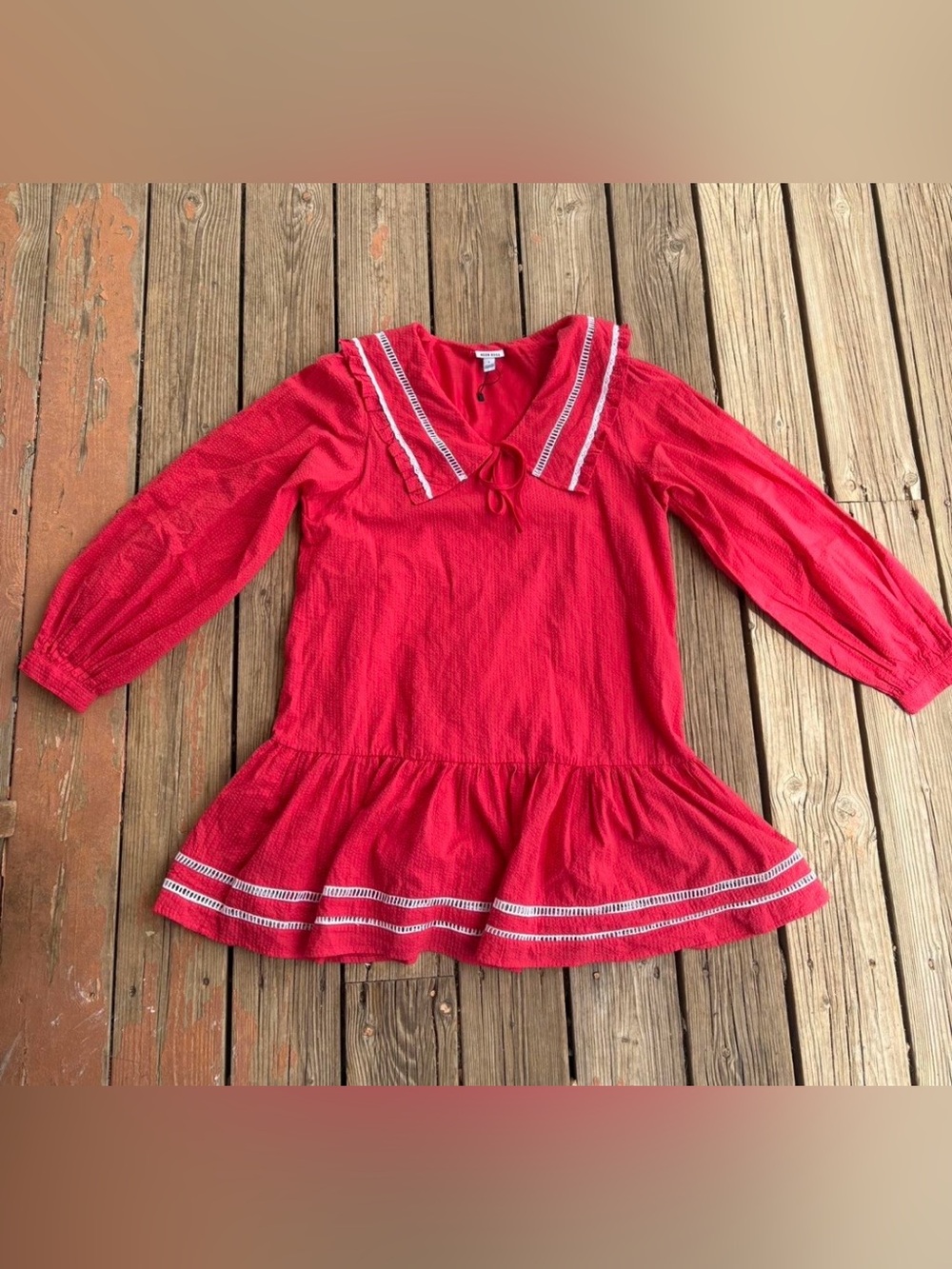 Red Peplum Sailor Collar dress